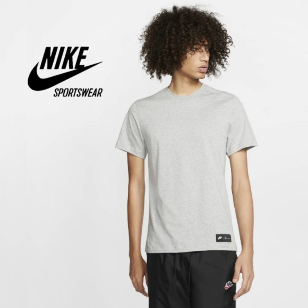 Nike Sportswear Men's Short-Sleeve Cotton Crew Top Shirt - Heather Gray Large